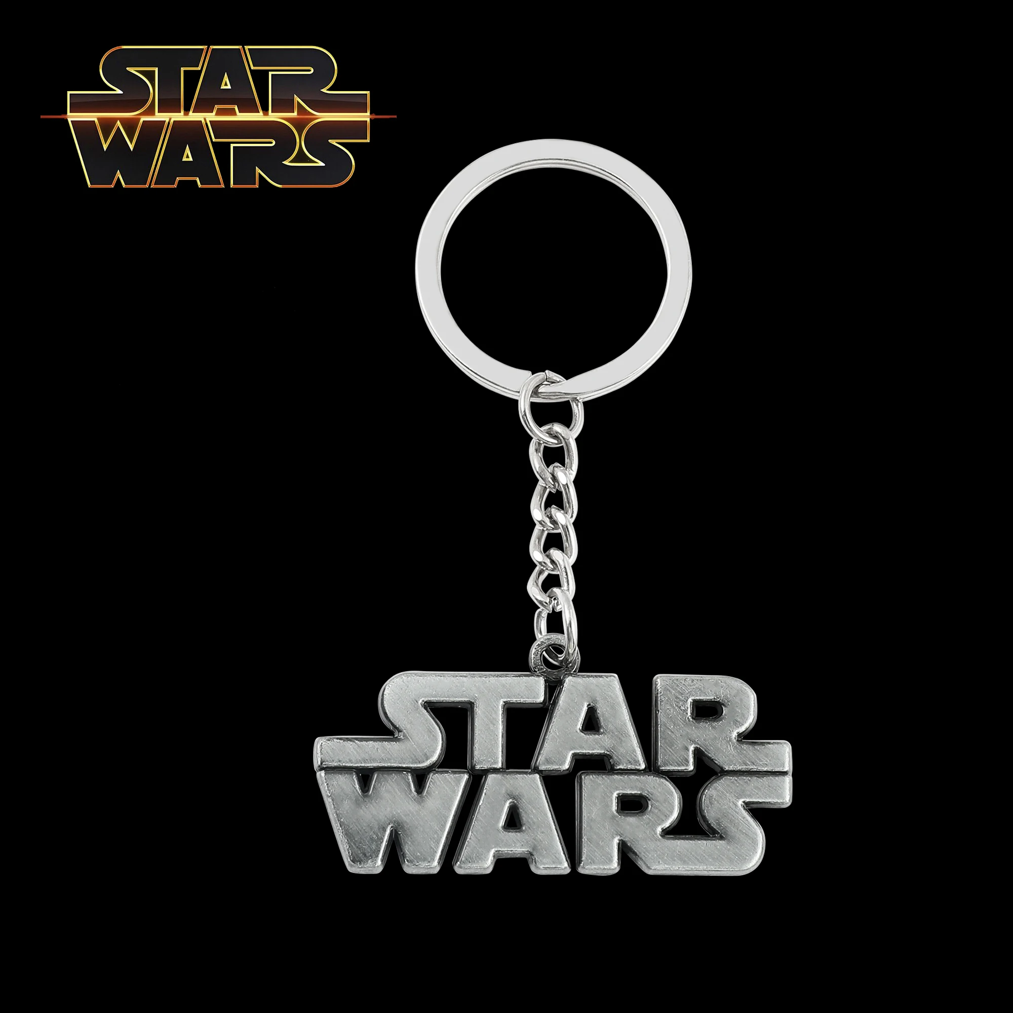 Disney Classic Movie Star Wars Metal Keychain Star Wars Logo Letter Style Nameplate Pendant Keyrings for Backpack Accessories