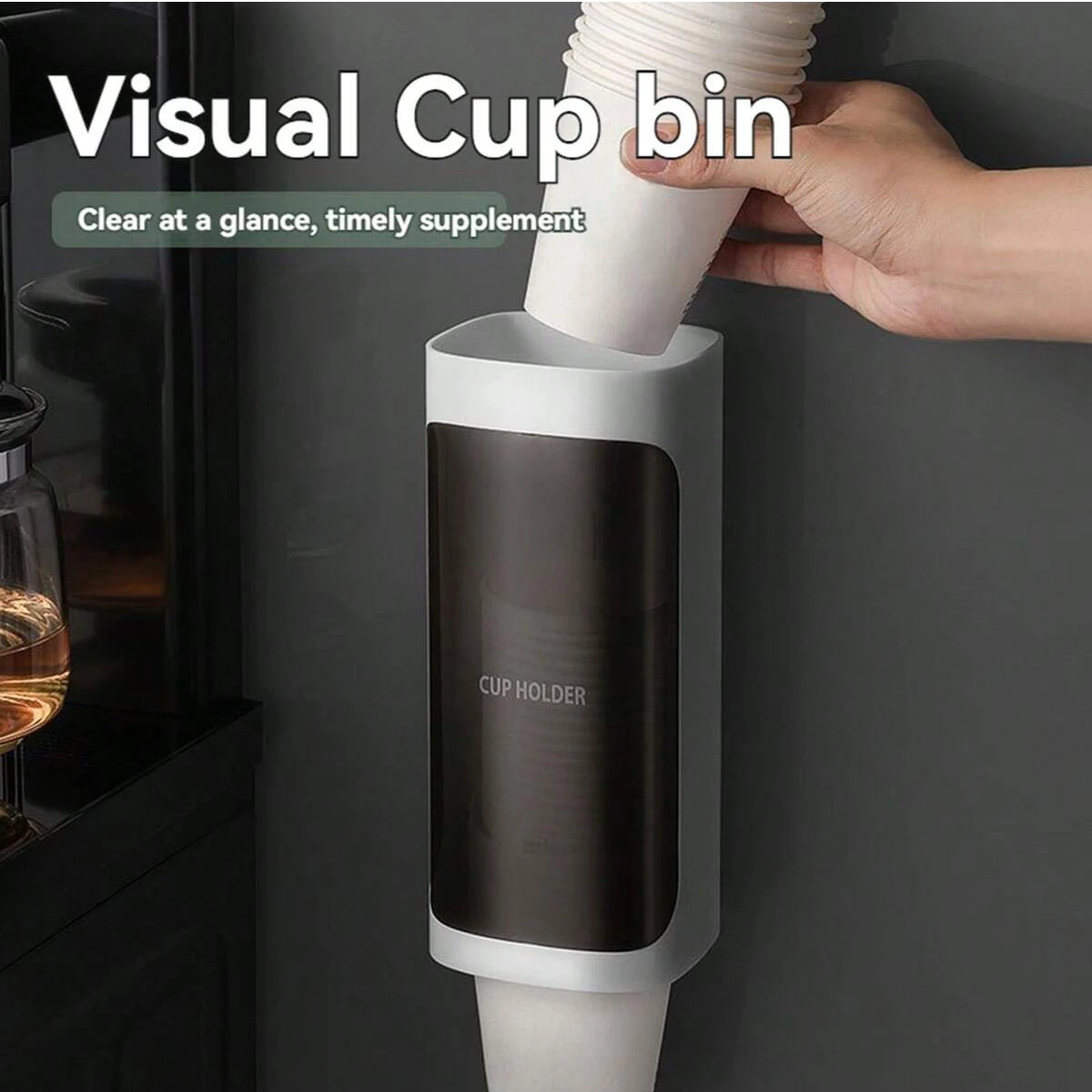 Easy Pick-up Cup Holder for Up to 9 Ounce Water Resistant Water Paper Cup Self Adhesive Paper Cups Holder Pull Type Dispenser