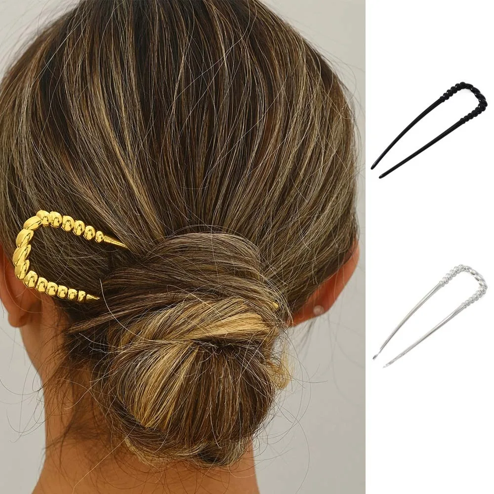 Moda simples em forma de u vara de cabelo ferramentas penteado geométrico torcido hairpin hanfu acessórios retro headwear presentes