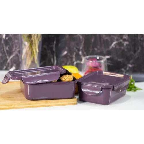 Herevin Dual 1 Lt Ziplock Opslag Container Damson