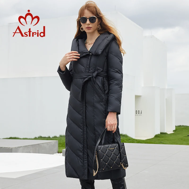 

Astrid 2022 New Winter Women's long coat Elegant Simple Fashion Parka with belt design parka Female fashion clothing ZR-20173