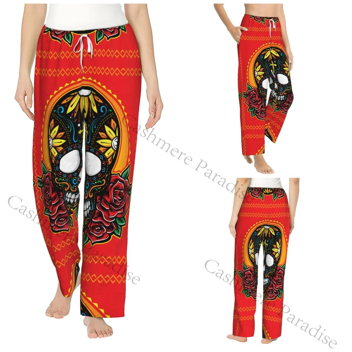 

Skull Warm Women Pajama Pants Flannel Sleep Bottoms Soft Fleece Loungewear