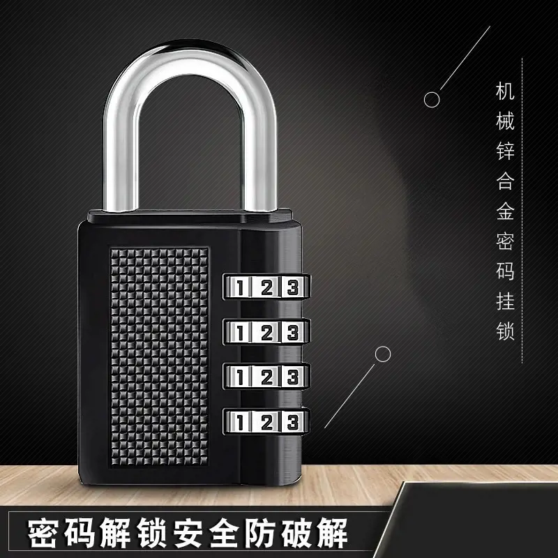 4 Digit Zinc Alloy Combination Lock Padlock Luggage Anti-theft Weatherproof Security Outdoor Gym Safely Code Door Lock Black