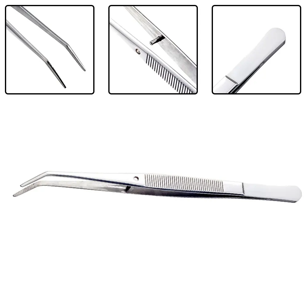 1pc Stainless Steel Nail Art Nippers Tweezers Manicure Pedicure Cleaning Tools Picking Up Cotton Tool