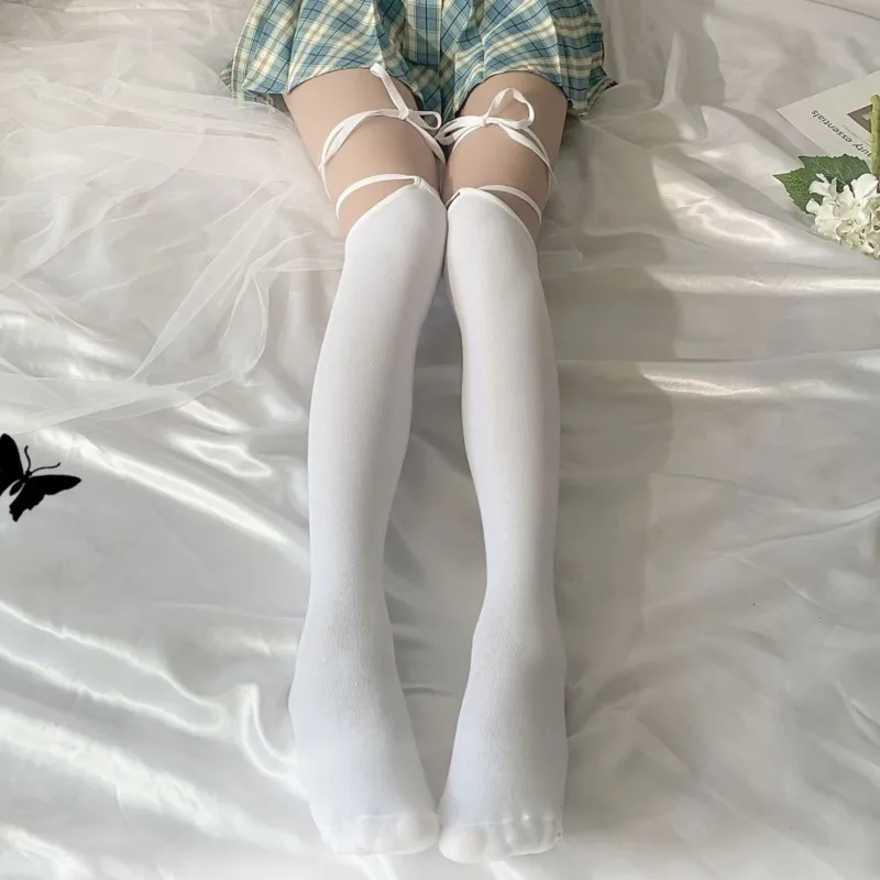 Calcetines largos hasta la rodilla para mujer, medias largas de tubo, estilo Lolita, disfraz Sexy, estudiantes japoneses