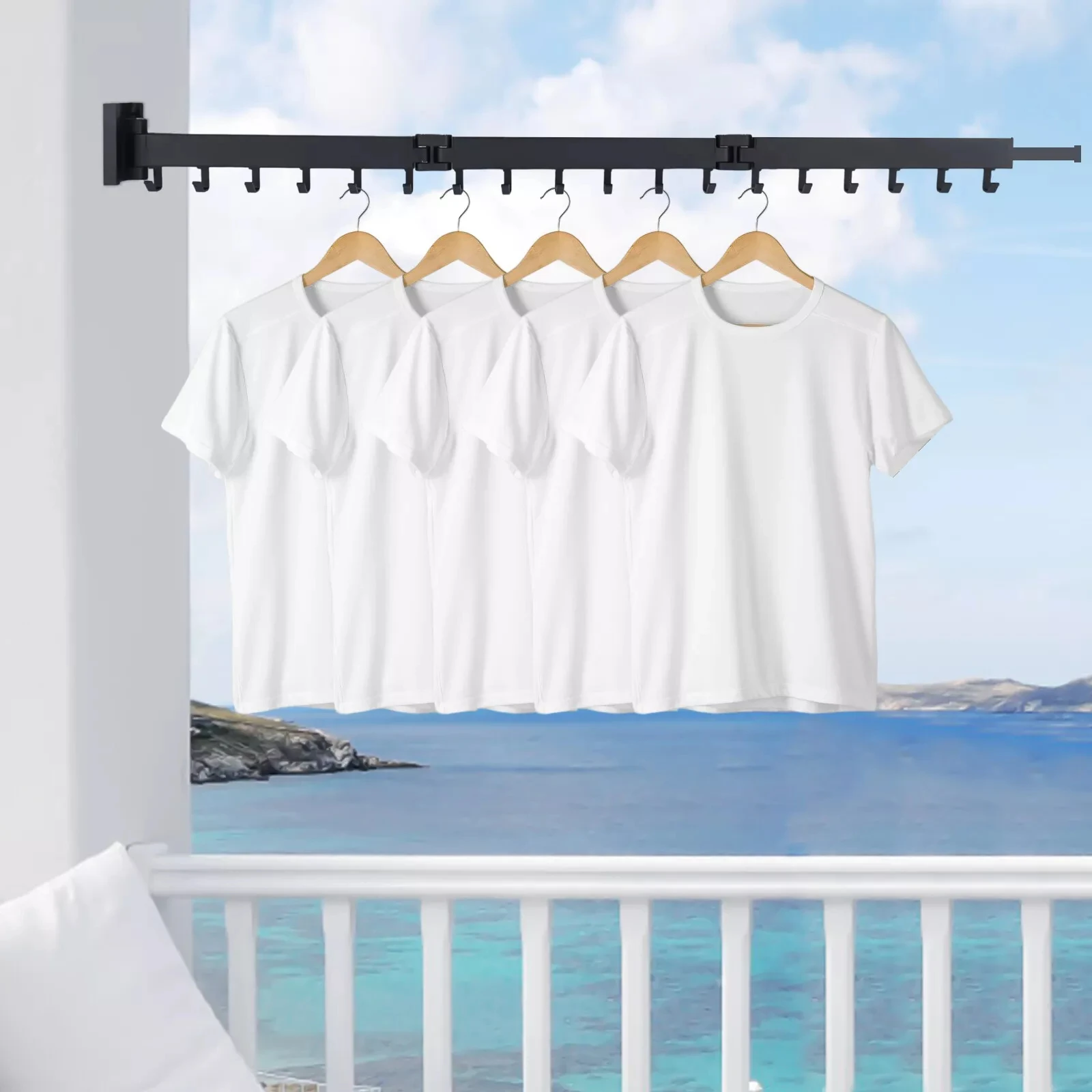 

Retractable Clothes Drying Rack - Folding Wall Mounted Laundry Dryer Hanger