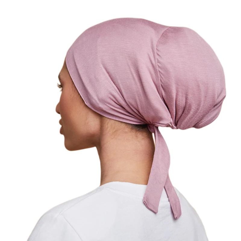 3 Colors New Adjustable Satin Muslim Under Scarf Cap Satin Lined Modal Undercaps Protect Hair Double Layers Inner Hijab