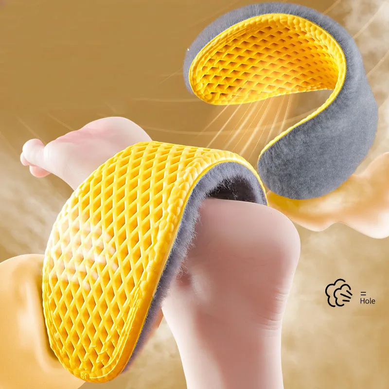 1/2pairs Unisex Winter Warm Insoles Soft Self-Heating Cushion Plush Shoes Inserts Thicken Shock-absorbent Breathable Shoe Sole