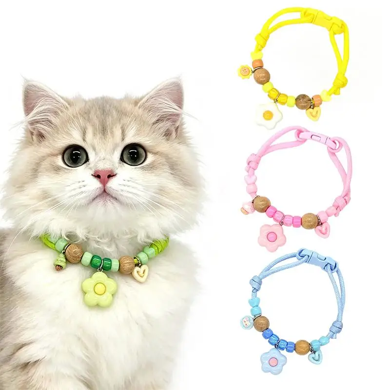 Adjustable Cat/Dog Pet Collar Safe Natural Material Adjustable Pet External Deworming Collar Cute Design Macaron Color