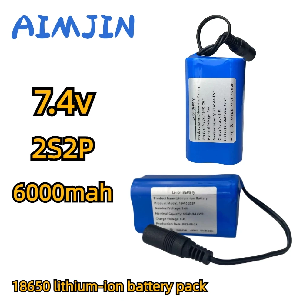 

7.4V 6000mAh 2S2P 18650 Rechargeable Lithium-ion Battery Pack,For Speakers, answering machines, wireless monitoring devices, LED