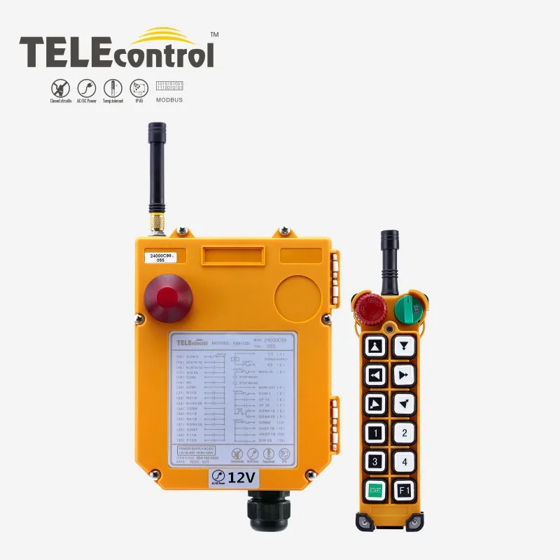 Industrial Remote Control F24-12D Hoist Crane Lift Button Switch 12 buttons 1 receiver 1 transmitter for truck hoist crane