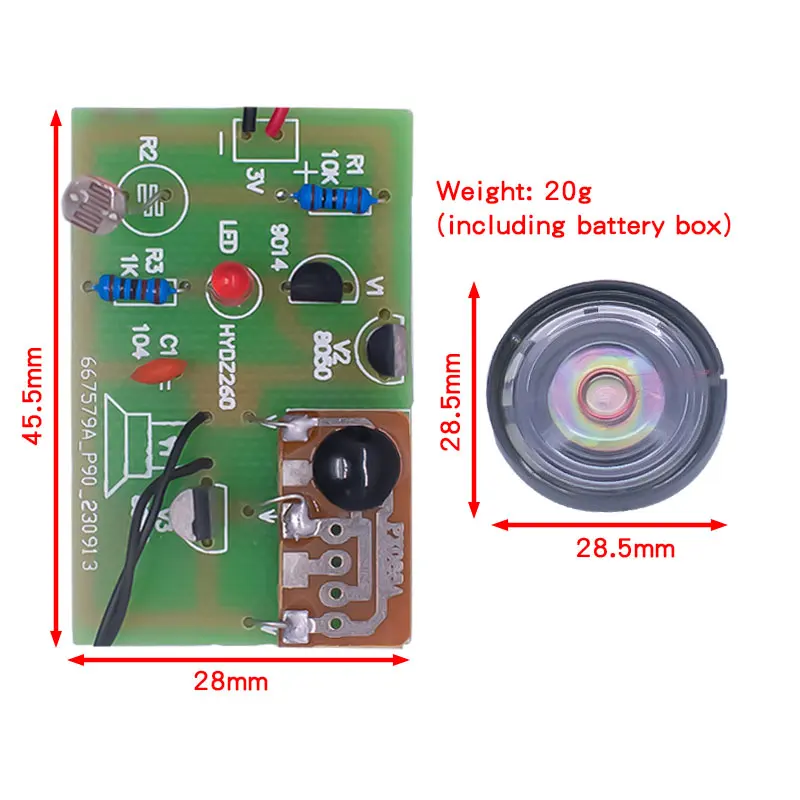 Light Controlled Music Doorbell Kit Electronic Kits to Build Mounting Board Assembly and Soldering Kit