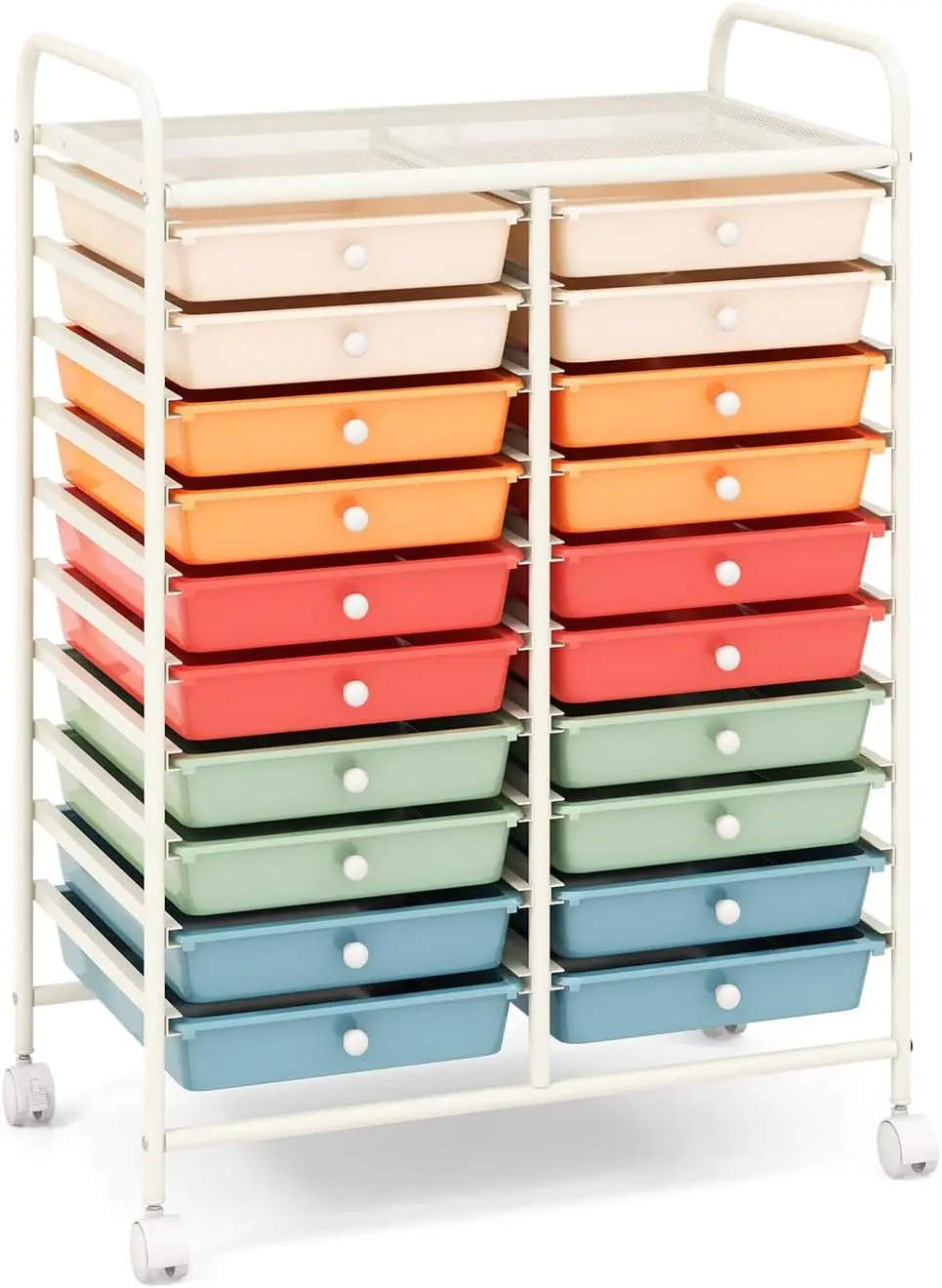 

20-Drawer Rolling Storage Cart, Multifunctional Art Craft Organizer Cart, Mobile Utility Storage Cart with Removable Drawers