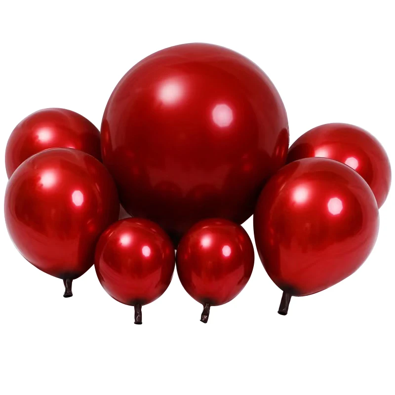 20/10Pcs Chrome Burgundy Balloons Double Stuffed Wine Ruby Red Latex Balloons for Wedding Valentines Day Xmas Party Decor