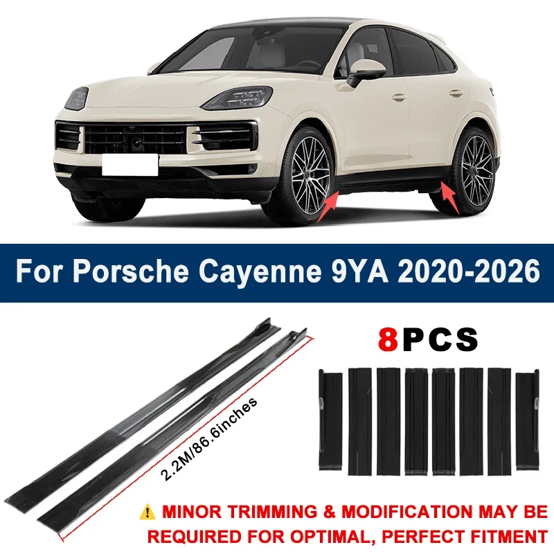 

Aerodynamic 2.2m Sectional Side Skirt Extension Lips Racing Side Spoiler For Porsche Cayenne 9YA 2020-2026 Sport Upgrade Kit
