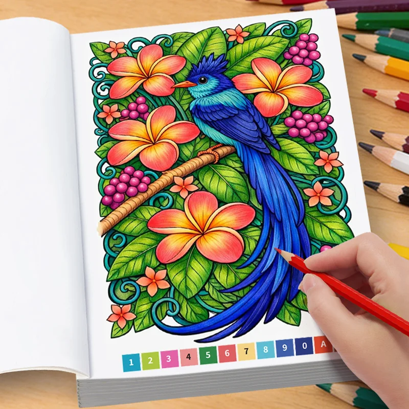 A Digital Drawing Book For Adults To Calm Down And Relieve Stress, Flower/Sloth/Bird/Mandala Theme, 32 Pages, Art Creation Gift