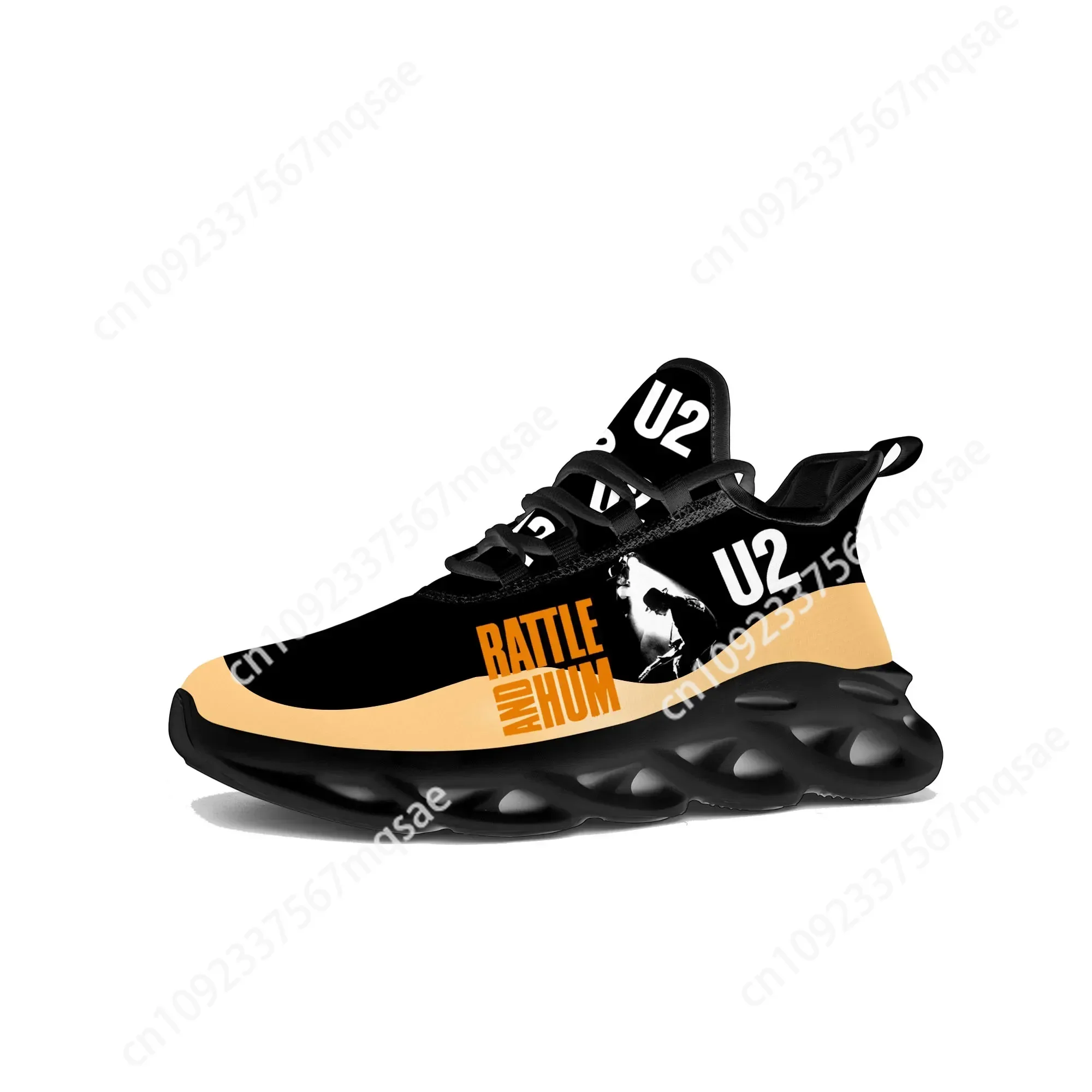 

U2 Rock Band Flats Sneakers Mens Womens Fashion Punk Sports Running Shoe Sneaker Lace Up Mesh Footwear Tailor-made Shoe Black