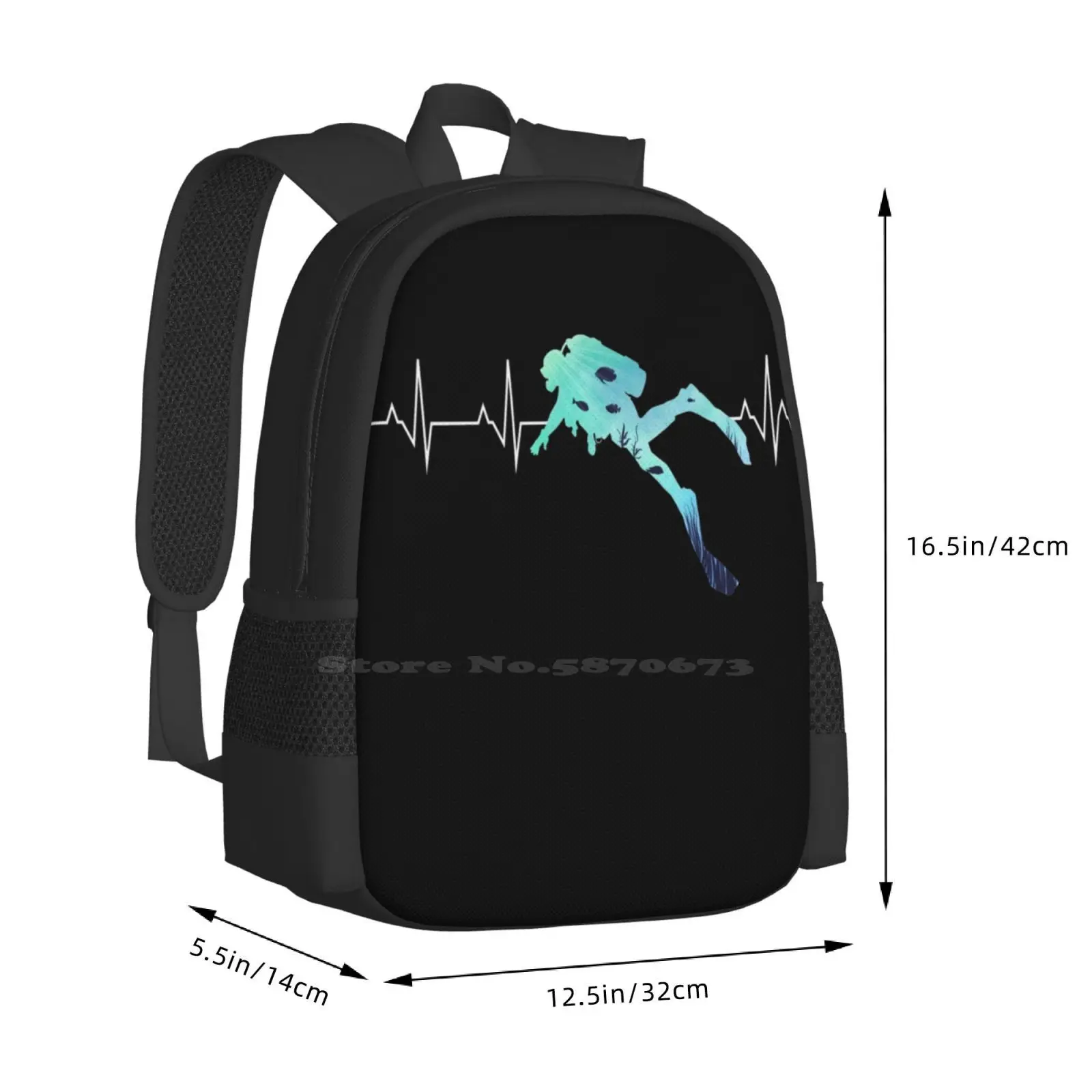 Scuba Heart Beat-Best Gift For Diver New Arrivals Unisex Bags Student Bag Backpack Scuba Heart Beat Lovers Scuba Saying Scuba