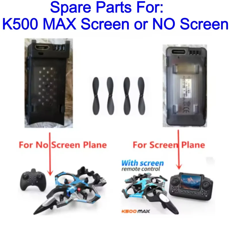 K500 MAX RC 항공기 비행기 비행기 예비 부품 3.7V 500Mah 배터리 K500 MAX 원격 제어 전투기 예비 액세서리 프로펠러