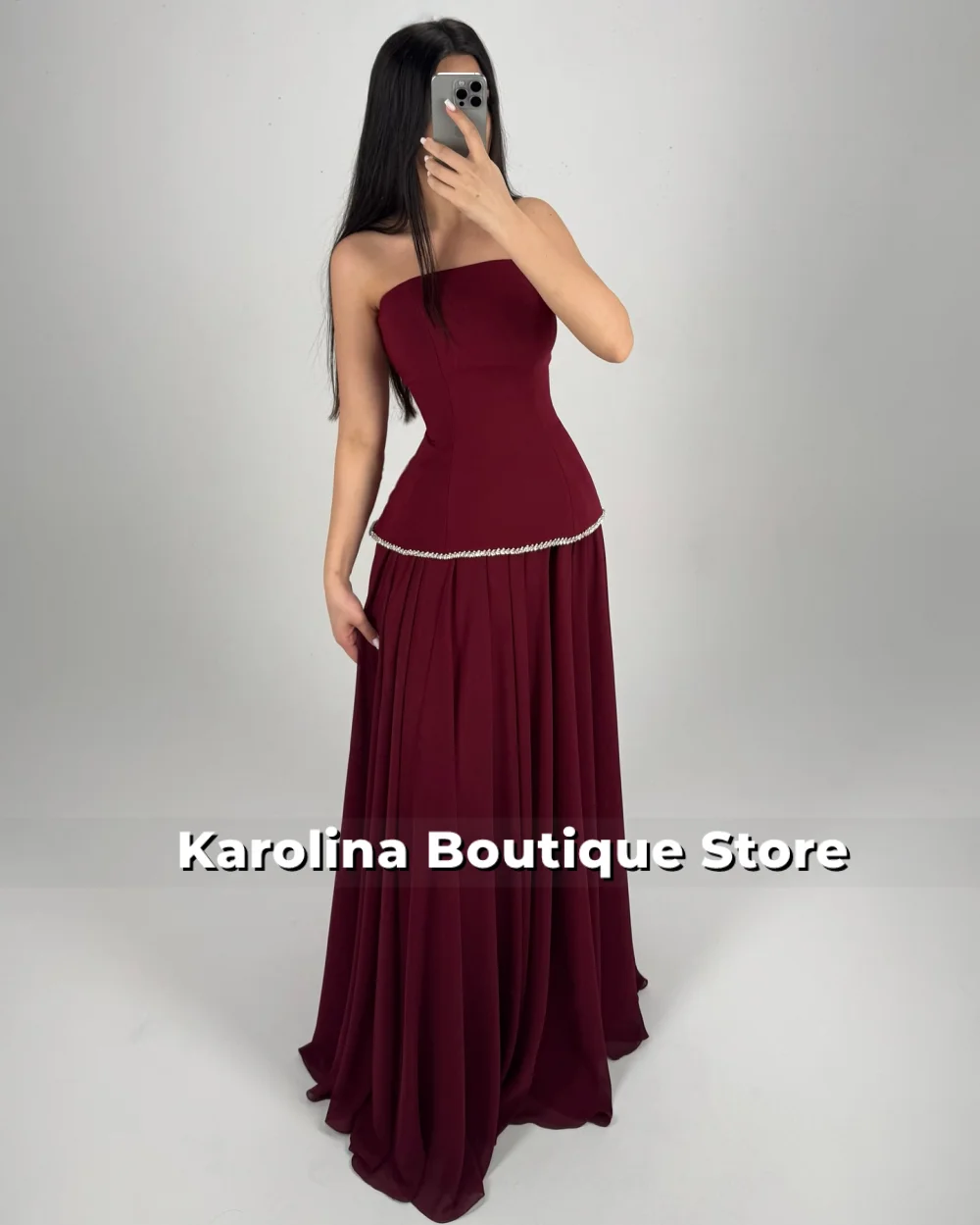 

Женское элегантное однотонное облегающее вечернее платье макси, красное трапециевидное платье без бретелек, женское вечернее платье, халат на заказ