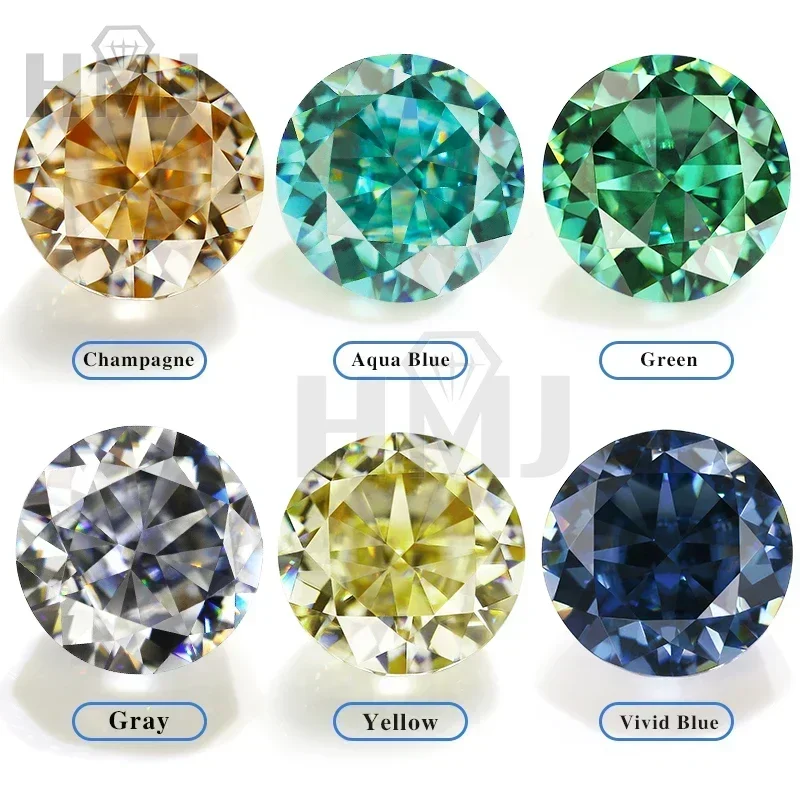 (Never Fade) Natural Colors Moissanite Stones VVS1 D Color Crushed Ice Cut Round Shape with GRA Certificate Gemstones Wholesale