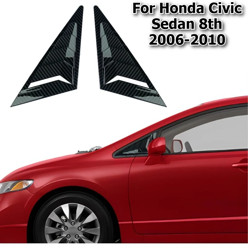 2PCS For Honda Civic Sedan 8th 2006-2010 Car Front Window Quarter Louver Cover Side Vent Shutter Trim Scoop ABS Accessories