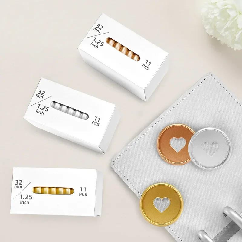 11pcs 24/28/32mm Love Loose-leaf Mushroom Hole Binding Buckle Notepad Loose-leaf Photo Album Hand Book Binding Buckle