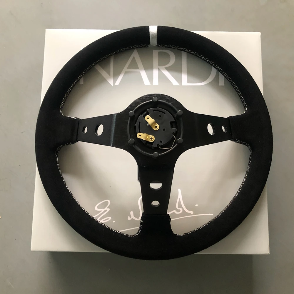 JDM Universal 14Inch Racing NARDI Steering Wheel Car Drift Suede Leather Steering Wheel Volantes For VW HONDA TOYOTA BMW Nissan