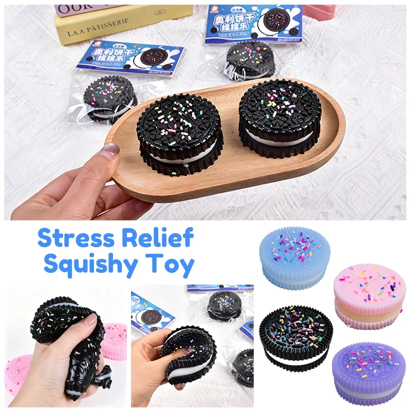 Simulation Cookies Squishy Toys Stress Relief Anti-Anxiety Squeeze Fidget Toys Moldable Super Soft Slow Rising for Adults Gifts
