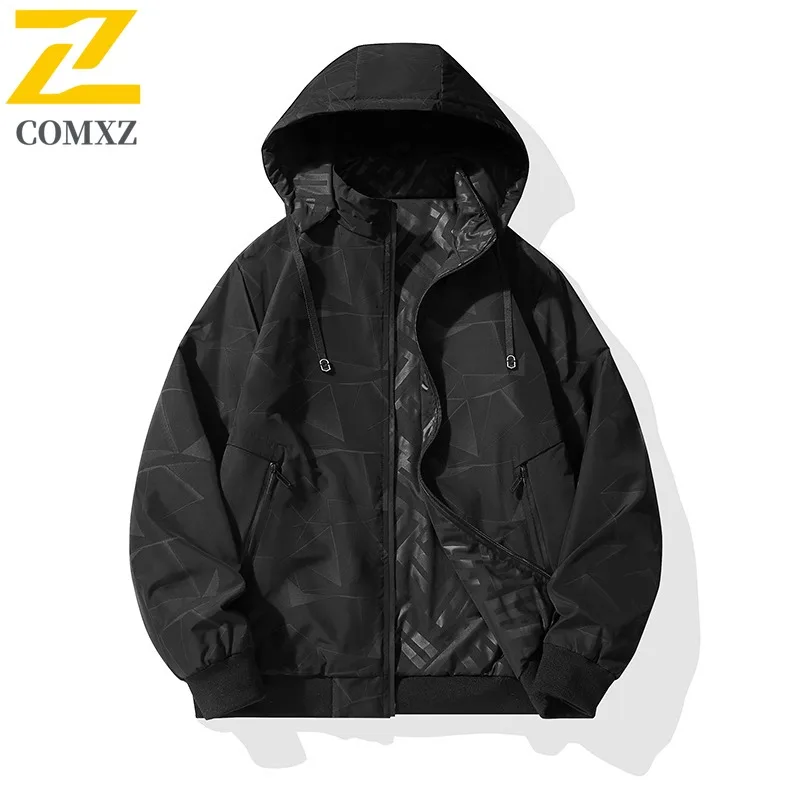 COMXZ 2025 Men Coat Spring Autumn 2023 New Trendy Casual Shirt Knit Cotton Thick Clothes Mens Wear Autumn Two Sides Wear Jacket