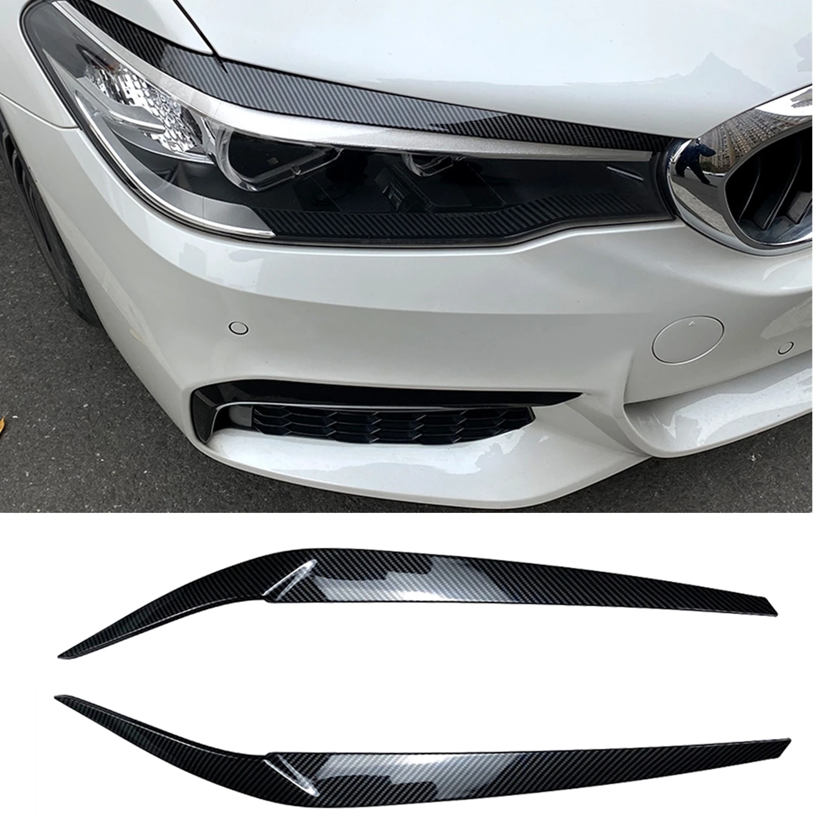 Car Headlight Eyelid Trim Front Headlamp Brow Sticker Cover Lid For BMW 5 Series G30 G31 G38 F90 M5 540i 525i 530i 2017-2023