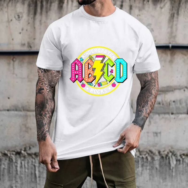 Fun ABCD Lightning Stationery Pattern Heat - Transfer White Ink Iron - on, Suitable for T - shirts/Canvas Bags, Campus - style