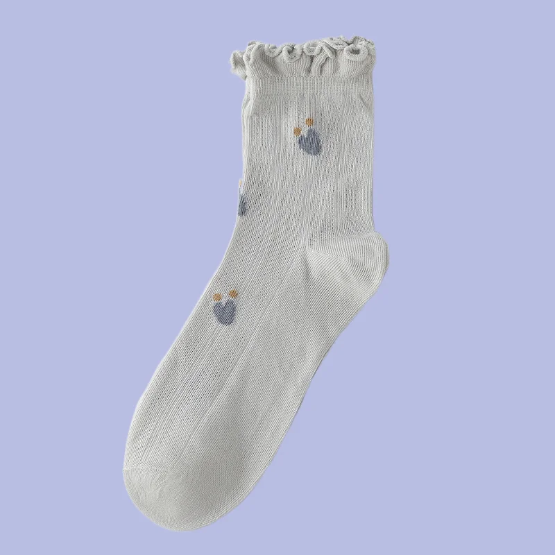 Chaussettes mi-tube en dentelle fine pour femmes, chaussettes monochromes respirantes, haute qualité, été, 5/10 paires