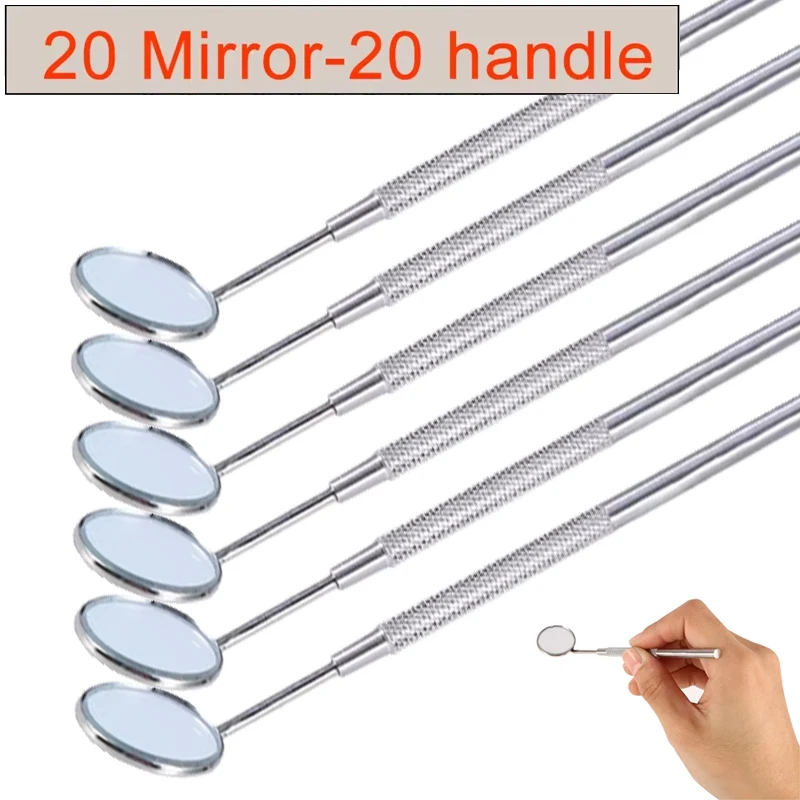 

20pcs Dental Mouth Mirror Anti Fog & Stainless Steel Handle for Dental Clinic Oral Cavity Examination Surgery Dentietry Supplies