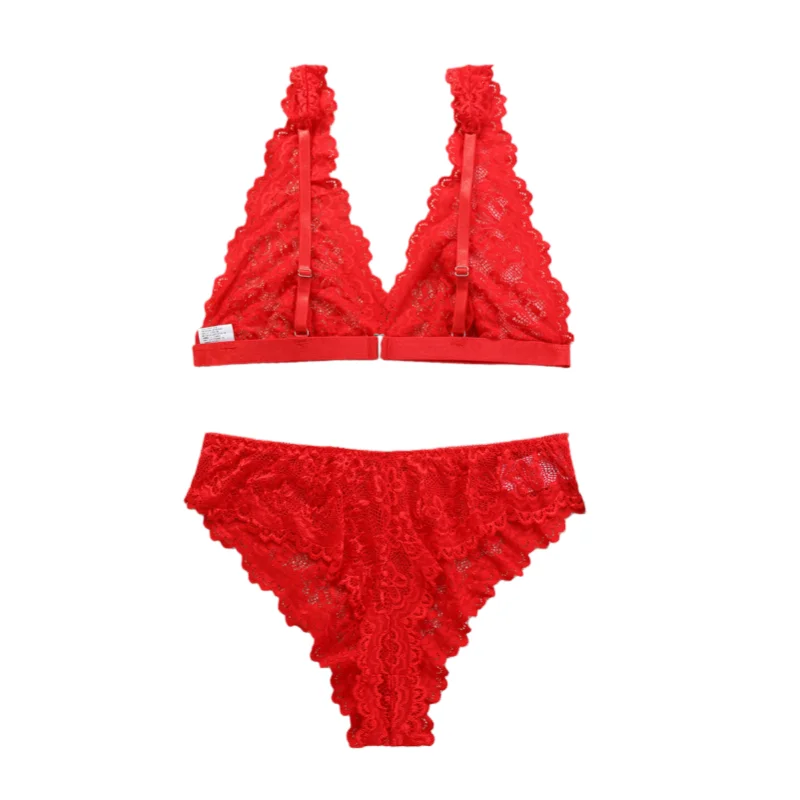 

Романтический комплект нижнего белья, французский стиль без стальных ободков, сексуальный кружевной бюстгальтер, удобная треугольная чашка, тонкое нижнее белье, нижнее белье.