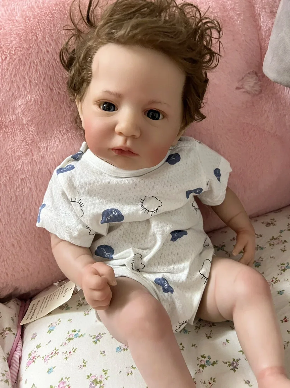 

60CM Reborn Baby Doll Cameron with Rooted Hair Lifelike Already Painted 3D Skin with Visible Veins Handmade Muñeca Bebe Reborn