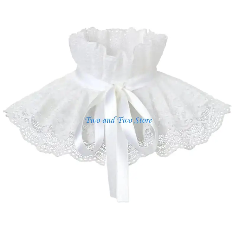 HX6F Historical Styles Pleated Detachable Collar Decorative False Collar Neckwear For Stage Performances and Cosplay Costume