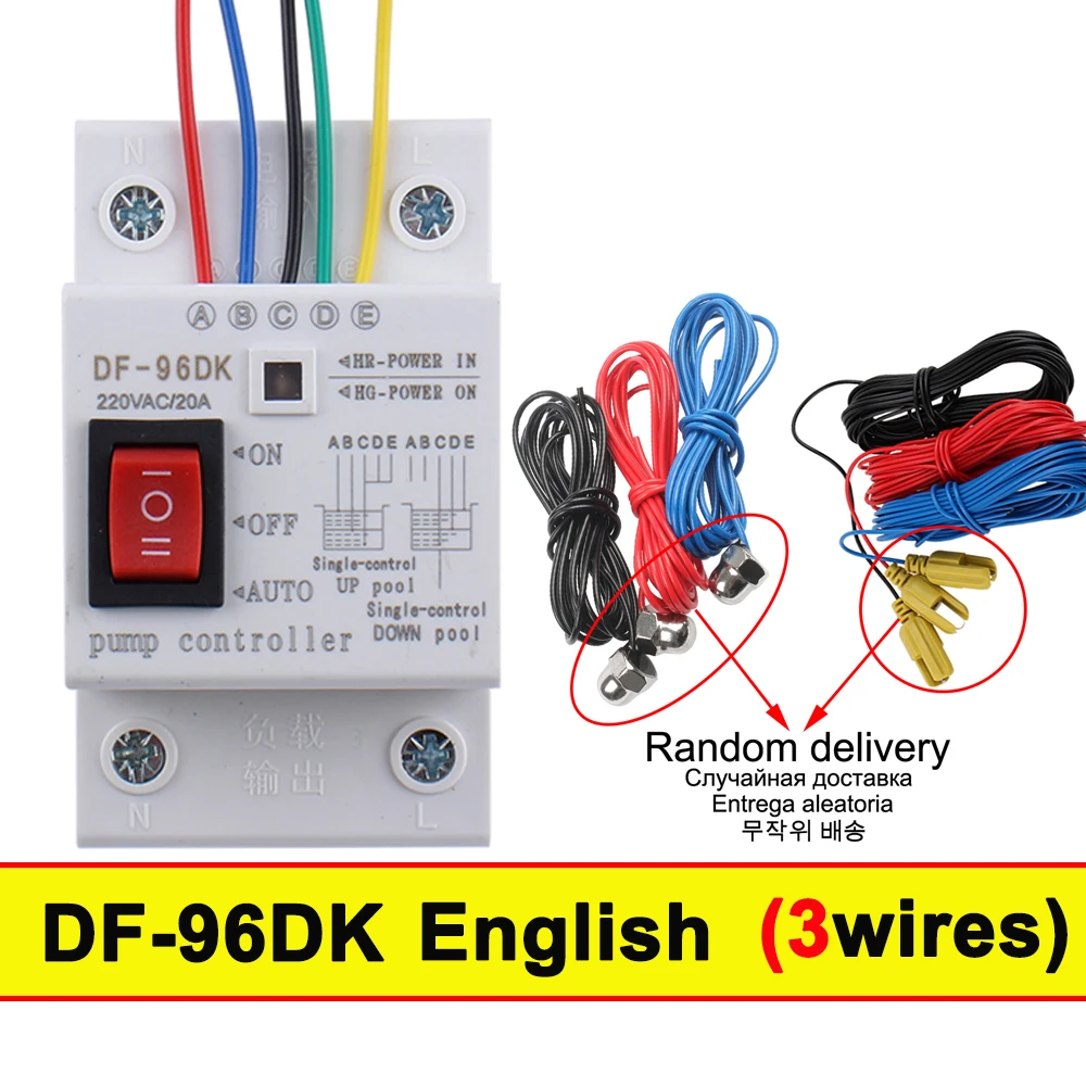 DF96A/B Automatic Water Level Controller Pump Controller DF96D DF-96DK Cistern Automatic Liquid Switch 220V 1.95m 5m Probe Wires