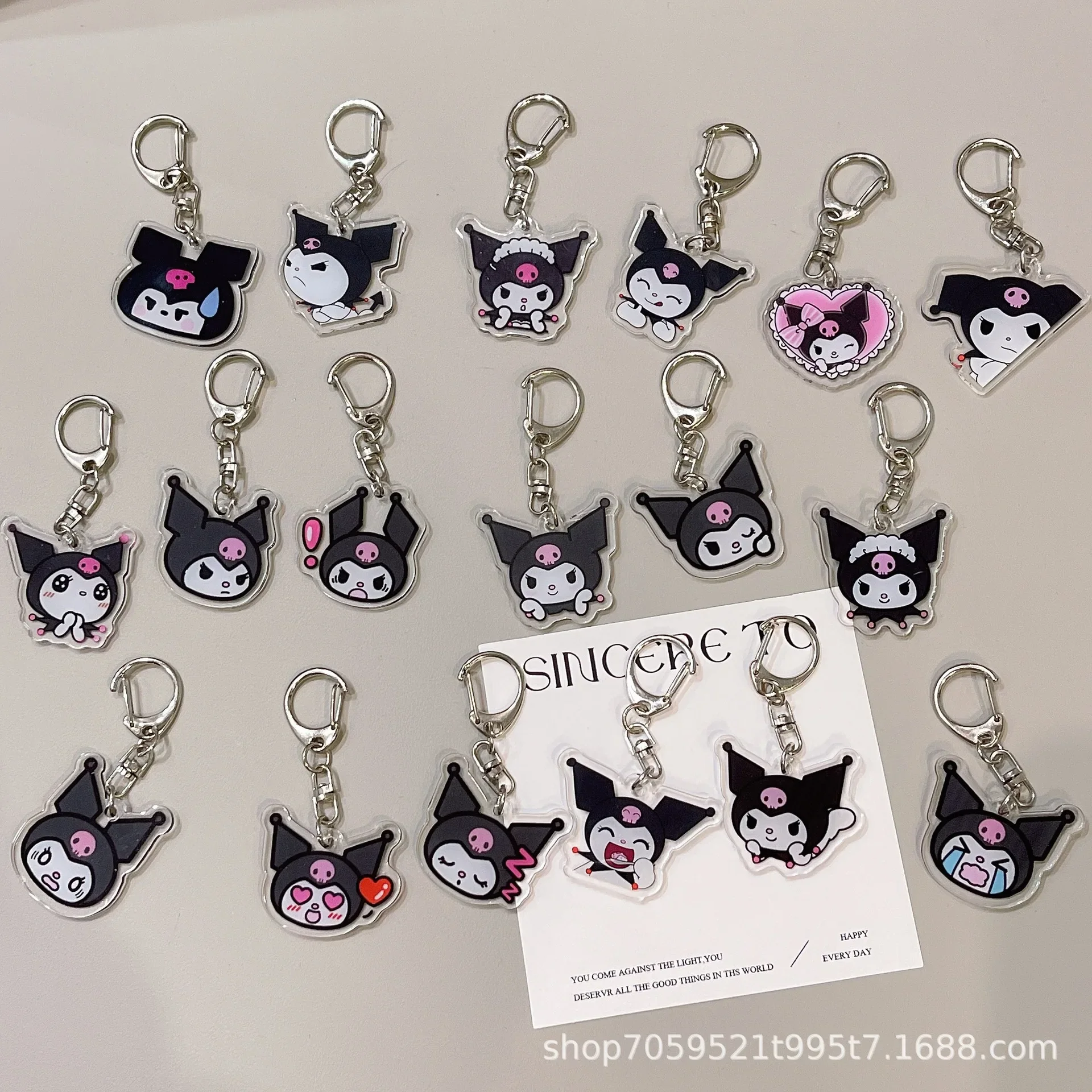 Kawaii Sanrios Kuromi Key Chain Double-sided Transparent Acrylic Girl Bag Key Pendant Emoticon Girlfriend Children Birthday Gift