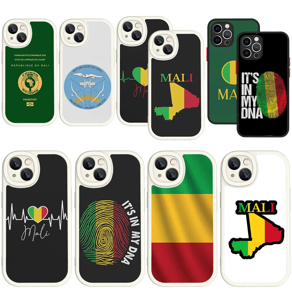 Mali Flag Map White Black Soft Silicone Casing for Apple iPhone 15 Plus 14 13 12 11 Pro Max + Phone Cover Case