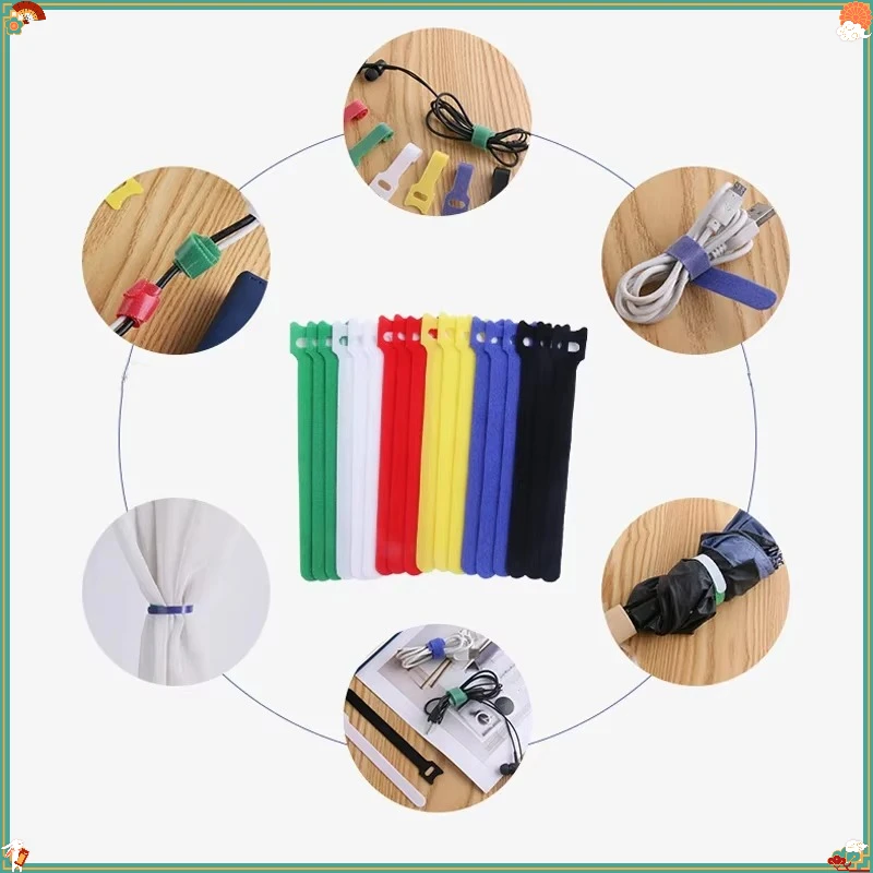 Reusable Hook and Loop Cable Ties Fastening Straps Multi-Purpose Wire Organizers for Computer/TV/Electronic Devices