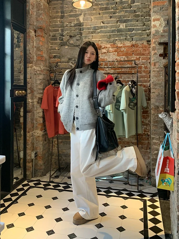 

Джинсы Lumoder белые женские свободные повседневные широкие брюки с эффектом потертости, без стрейча, однотонные, для осеннего сезона, с естественной линией талии