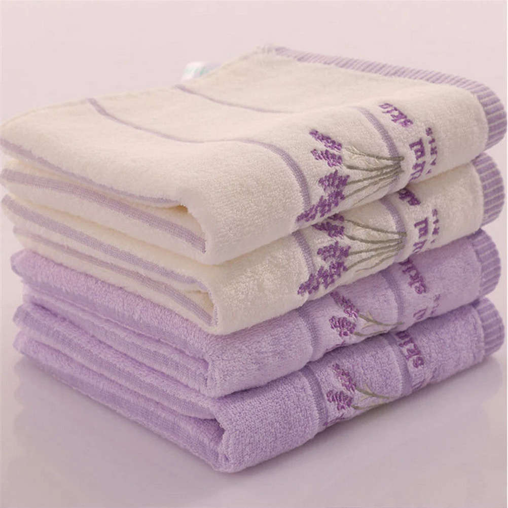 Cotton Embroidery Lavender Aromatherapy Soft Bath Hand Face Towel Sheet Set