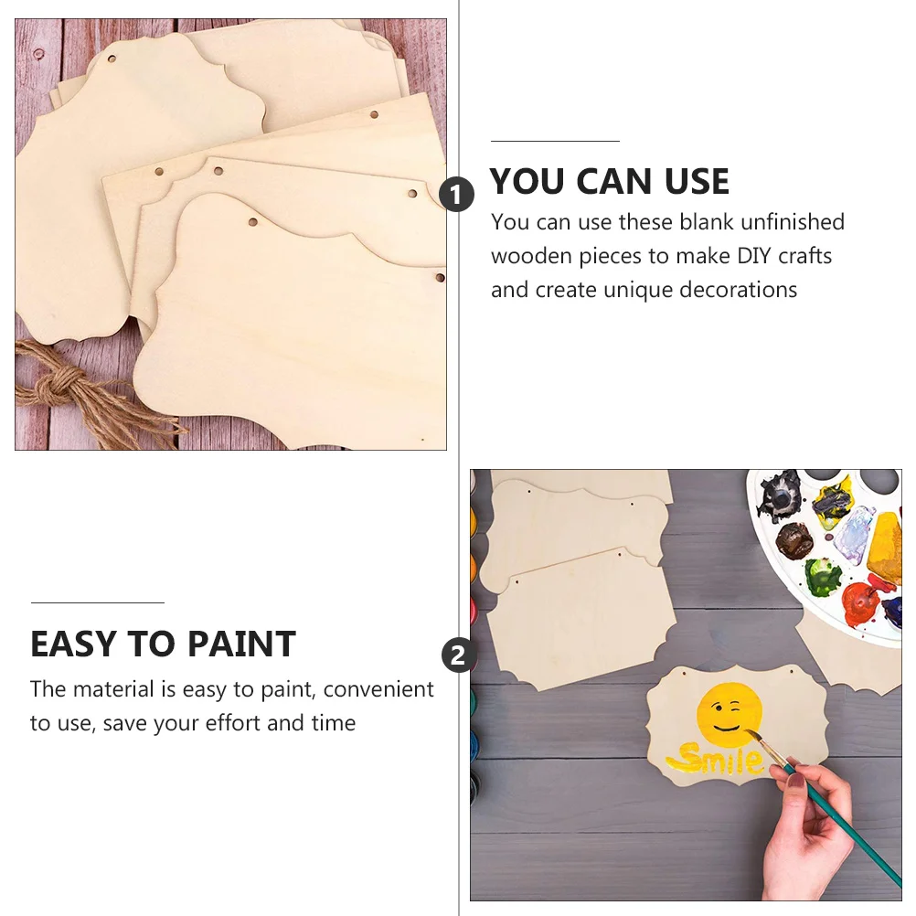 

8pcs Wooden Sign Blank Shaped Board Unfinished Slice Cutout Door Hanging Craft DIY Project Home Decor Sewing Tools Accessories
