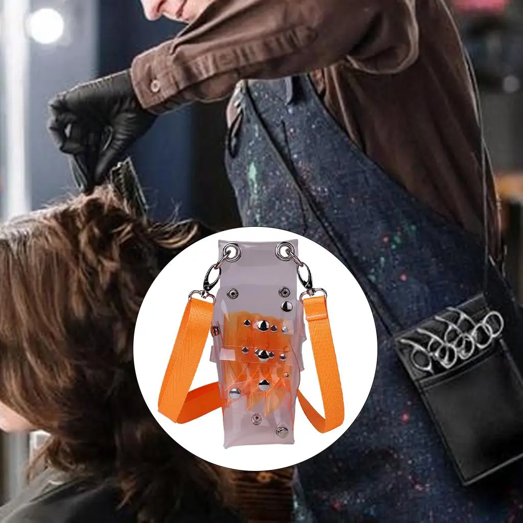 Hair Scissor PVC Pouch Bag for Clippers Scissor Combs Hairdresser Orange, 8x22cm