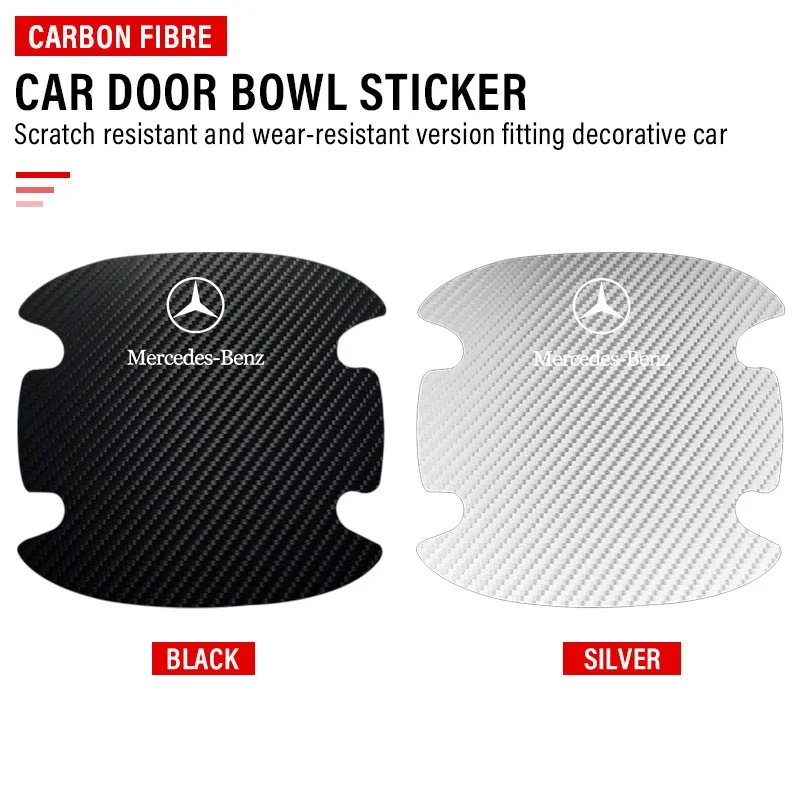 Car Styling Carbon fiber Car Door Handle Protection Sticker Emblem Accessories For Mercedes Benz A B C R G Class AMG W211 W204