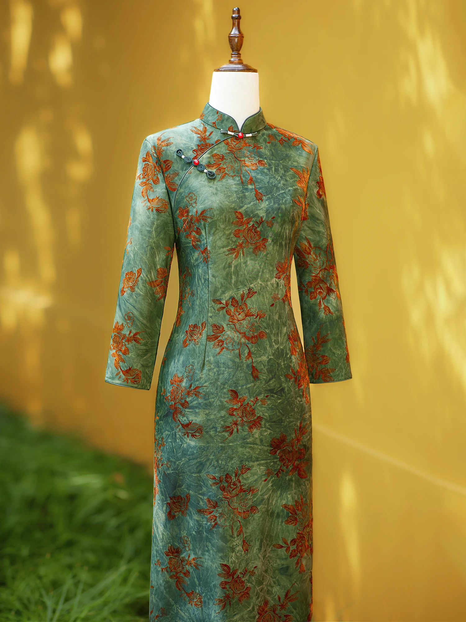 

Новое китайское платье с длинным рукавом для повседневной носки, осенне-зимнее, модное, для мам