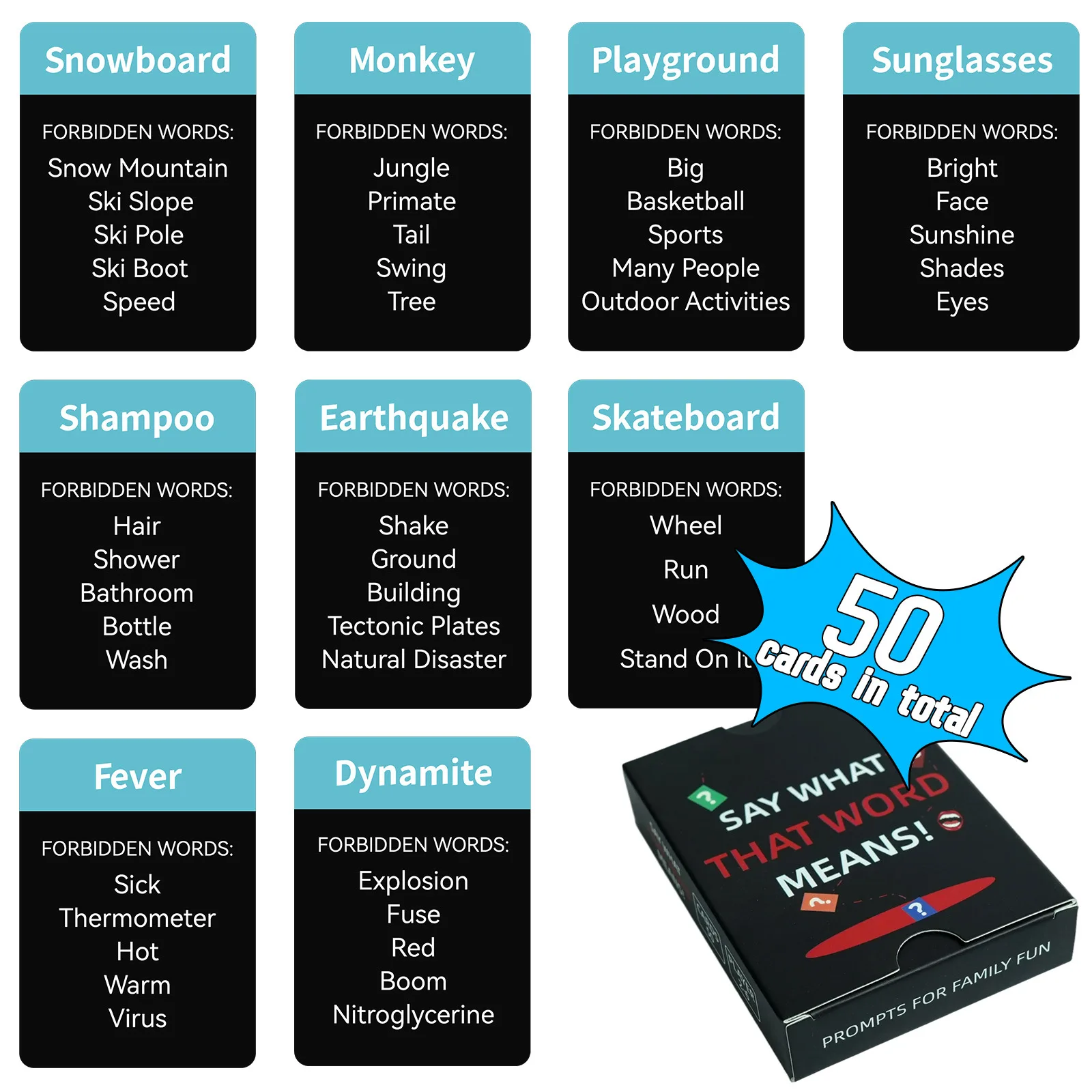 Say What That Word Mean, Adult Word Description Tabletop Game Cards Guessing Game Card for Fun Educational Entertainment