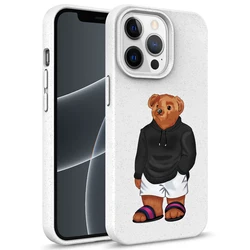 Luxury hoodie bear Silicone Soft Case streetwear Phone Cover for iPhone 15 14 13 12 11 Pro Mini 7 8 Se Plus Xr X Xs Max funda