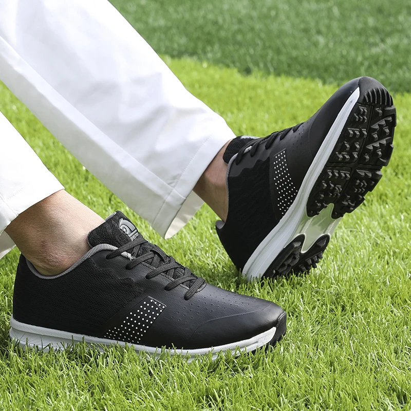 Men Golf Shoes Comfortable Breathable Men's Waterproof Golf Training Sneakers Black Gray Anti Slip Outdoor Sport Shoes